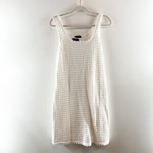 GAP Crochet Lined Sleeveless Cotton Mini Dress White Large Tall